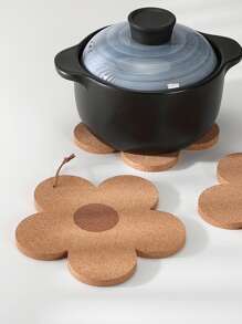 1pc Wooden Insulation Pad, Creative Flower Design Potholder For Dining Table Valentine DAY, Valentines Wedding, Birthday