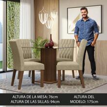 Madesa Comedor Mesa Cristal 4 Sillas Noemí Rústic/imperial - Marrón e imperial - Ver 5