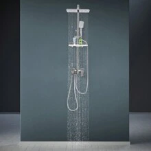 YUNRUX Stainless Steel Shower Faucet Thermostat Shower Set Rain Shower Hand Shower Shower System - Silver - View 2