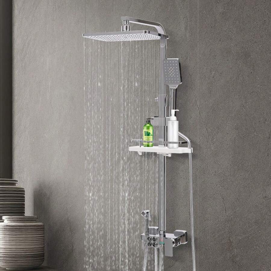 YUNRUX Stainless Steel Shower Faucet Thermostat Shower Set Rain Shower Hand Shower Shower System - Silver - View 1
