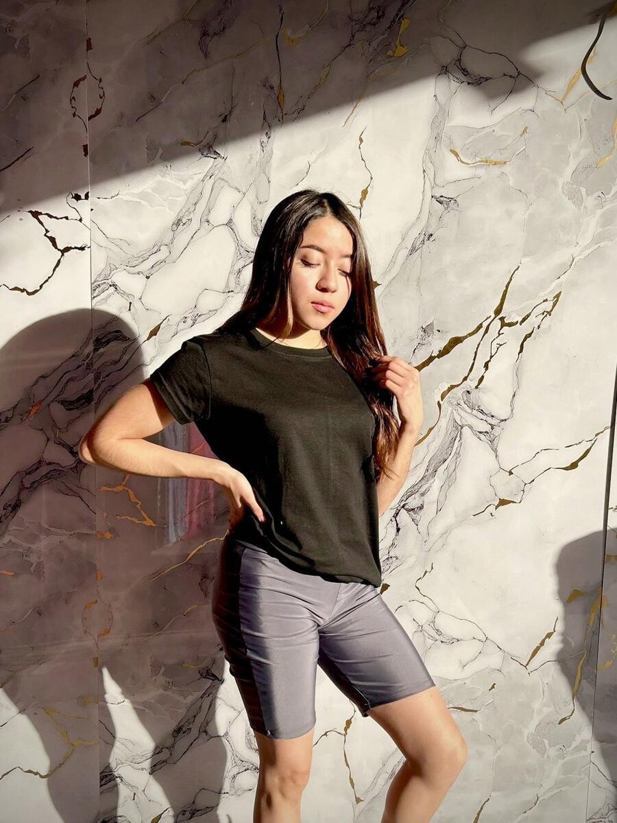 Solid Casual Skinny Track Shorts - Grey - View 1