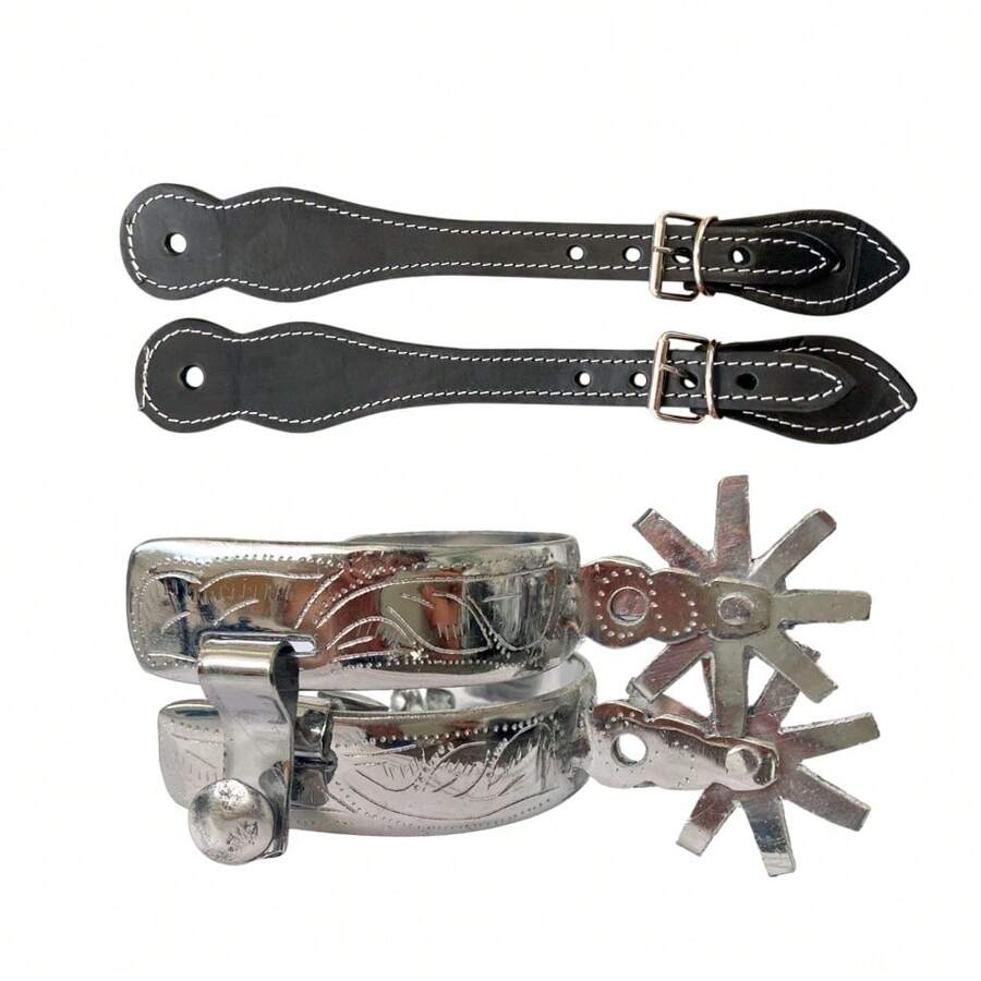 Espuelas Charras de Acero Monel con Correas - Negro - Ver 1