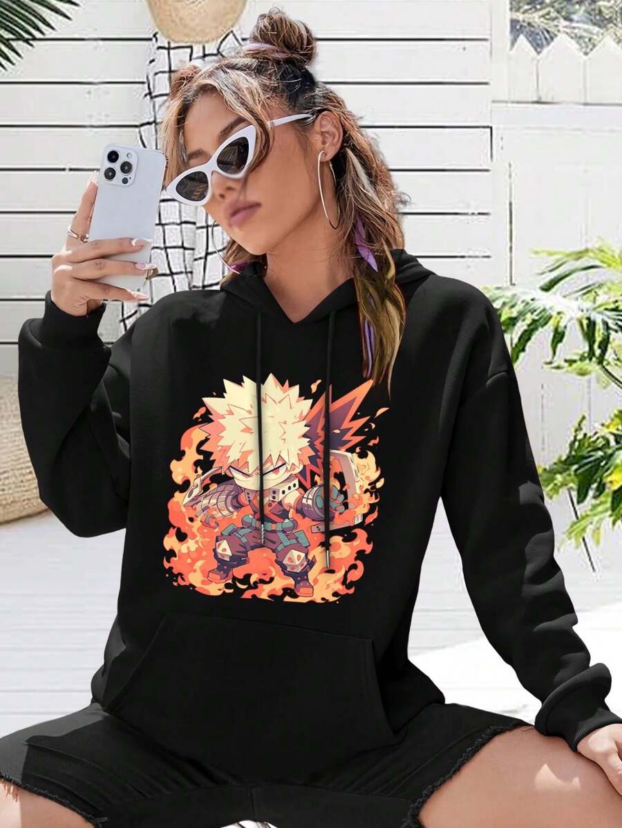 Bakugo Big Size Women Hoodie All Might Deku (Izuku Midoriya) Todoroki Boku No Hero Academia Inspired Sweatwomen Hoodies For Women - Black - View 1