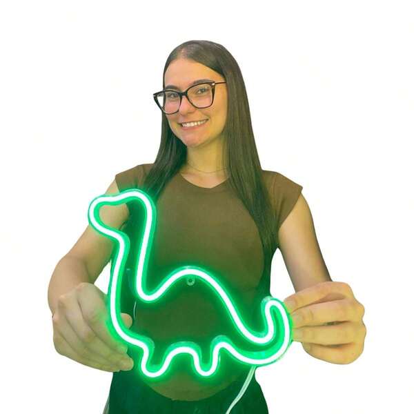 Luminária De Parede Dinossauro Neon Led Decoração Luz 110/220V