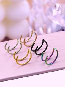 1/2/3/5 piezas de joyas de aro de acero inoxidable para oreja falsa, pendientes de clip, aro de labio falso sin perforación, pendientes falsos de clip de oreja que no requieren perforación, para labio falso, septum, nuevo aro de labio sin necesidad de perforación, adecuado para uso diario para hombres y mujeres