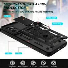 Evephones [3 In 1] Military Style Rugged Case Camshield For Redmi Poco Mi Case Modern Style + 9D Screen Protector Kit And Camera Lens Tempered Glass Anti-Scratch HD - Black - View 7