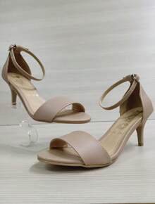 Sandalia de tacon Alto 6 cm Para ocaciones formales - Beis - Ver 1