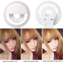Portable Luminous Ring Mini Ring Light LED Selfie For Cell Phone With USB Cable Colors Sent Randomly - Black - View 8