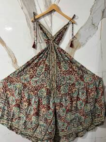 Long Silk Dress Open - 灰色 - 查看 2