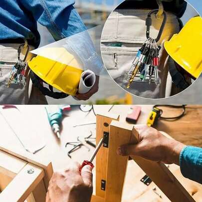 6件套1/4英寸六角柄螺丝刀头套装，含收纳盒、延长杆、钥匙扣、螺丝适配器、钻头和便携式螺丝刀钻头收纳盒