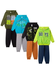 6 Piece Children's Sweatshirt Kit - Boys' And Girls' Winter Zipper - Sizes 1 To 16 - 3 Jackets + 3 Pants - 彩色 - 查看 3