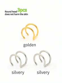 1/2/3/5 piezas de joyas de aro de acero inoxidable para oreja falsa, pendientes de clip, aro de labio falso sin perforación, pendientes falsos de clip de oreja que no requieren perforación, para labio falso, septum, nuevo aro de labio sin necesidad de perforación, adecuado para uso diario para hombres y mujeres