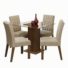 Madesa Comedor Mesa Cristal 4 Sillas Noemí Rústic/imperial - Marrón e imperial - Ver 3