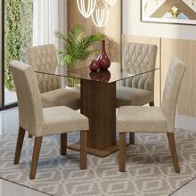 Madesa Comedor Mesa Cristal 4 Sillas Noemí Rústic/imperial - Marrón e imperial - Ver 2