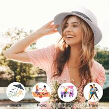 Fedora Hats For Women Mens Fedoras Women's Sun Hats Womens Beach Hat Straw Fedora Hats For Men Sun Protection Mens Hats Fedora - White - View 6