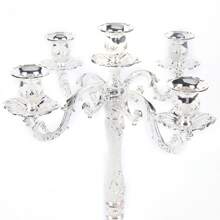 kangten 5 Arms Candle Stand Table Candlesticks Candelabra Home Party Wedding Dining 5-Arm - Silver - View 8