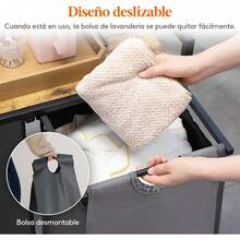 Cesto de Lavandería Lifewit de 3 Secciones, 120 L con Estante y Bolsas Extraíbles, Clasificador para Cuarto de Lavado, Dormitorio, Baño, o Dormitorio en Negro - Gris - Ver 4