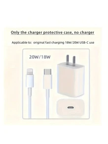 5入裝銀色閃亮充電器保護套，適用於 Apple 18W/20W 充電器與數據線，提供更佳保護 - 銀色閃光波浪 - 查看 5