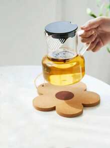 1pc Wooden Insulation Pad, Creative Flower Design Potholder For Dining Table Valentine DAY, Valentines Wedding, Birthday