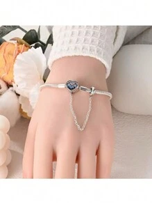 Exquisite Super Flash Zirconia Sterling Silver Snake Bone Chain Basic Chain DIY Bracelet Hand Rope Beaded Accessories - Gradual Blue Bracelet DIY - View 2