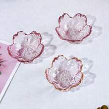 Cute Pink Cherry Blossom Dipping Sauce Dish, Creative Cherry Blossom Hammered Pattern, Catering & Home Kitchen Gold-Trimmed Dipping Sauce Plates, Small Bowl, Exquisite Seasoning Plate, Multi-Purpose,School Supplies