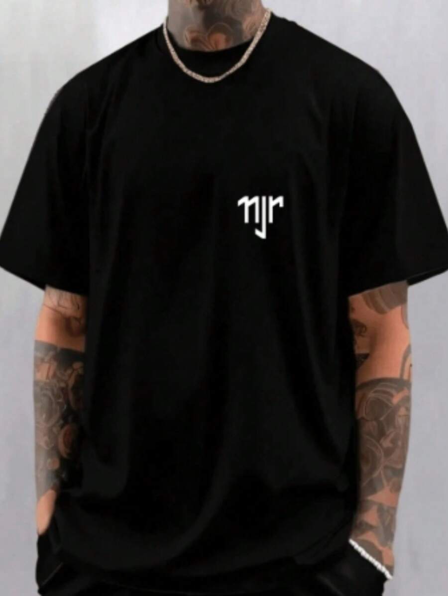Neymar Jr Men's T-Shirt Man's Signature 100% Cotton Streetwear Shirt Model 2025 In Premium Mesh - 黑色 - 查看 1