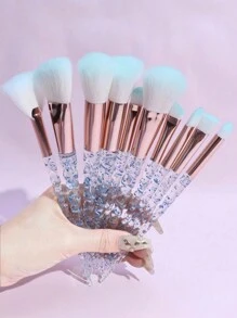 10件套水晶化妆刷套装，包含腮红刷、散粉刷、眼影刷、粉底刷、面部刷、眼影刷、化妆刷套装、化妆刷套装、全套化妆刷、化妆刷套装、全套化妆工具、化妆刷套装、化妆刷套装、化妆礼盒套装 - 彩色 - 查看 2