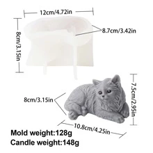 1 pieza Molde de silicona en 3D de un lindo gatito acurrucado durmiendo o cachorro de Corgi acostado, kit de manualidades de arte de resina de mascota para el hogar - Blanco - Ver 20