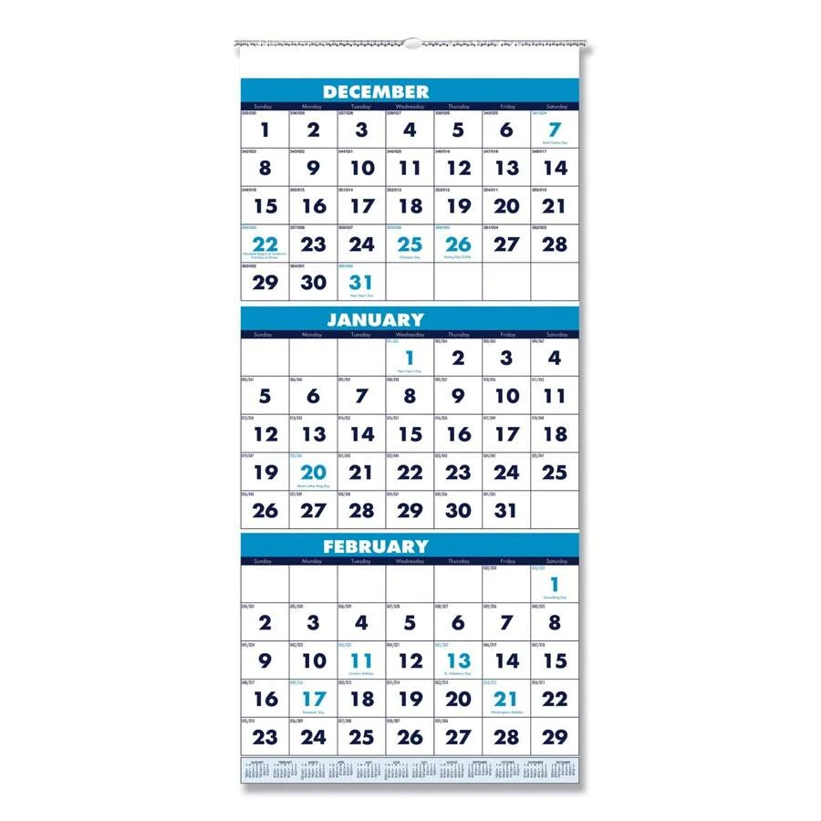 House Of Doolittle™ ThreeMonth Format Wall Calendar, Vertical