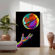 1 Pc Basketball Themed Canvas Wall Art With Holiday Room Decor Wooden Framed Canvas Painting -  Thickness 2.25cm/0.9inch,Home Gift Decoration, Room Decoration Aesthetic, Wall Decoration Art, Perfect Gift, Autumn And Winter Wall Decoration, Living Room Decoration, Bedroom Decoration, Kitchen Decoration, Entry Decoration, Bathroom Decoration, Direct Wall Painting, High Quality Wall Painting Poster