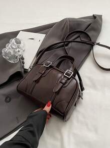 1 件，（8.2 英寸 * 5.5 英寸 * 2.3 英寸）单肩包/斜挎包，手提包，PU 材质防刮，小巧可爱，时尚手提包，手机包，口红包，可调节肩带单肩包/斜挎包，适合女性日常外出和约会，优雅简约休闲女士手提包 - 棕色 - 查看 6