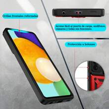 Evephones [3 en 1] Funda Uso Rudo Estilo Militar Camshield para modelos Redmi Poco Mi Case Estilo Moderno + Kit Micas Protectoras 9D Mica para Pantalla y Mica para Cámara de Cristal Templado Antirayaduras HD - Rojo - Ver 4