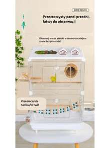 Transparent Bird Cage With Tiger Pattern, Large Aviary Cage For Parrot, Phoenix, Bulbul, Finch Observation - Grey - View 5