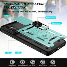 Evephones [3 en 1] Funda Uso Rudo Estilo Militar Camshield para modelos Redmi Poco Mi Case Estilo Moderno + Kit Micas Protectoras 9D Mica para Pantalla y Mica para Cámara de Cristal Templado Antirayaduras HD - verde menta - Ver 7