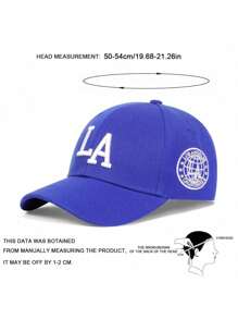 1pc Unisex Kids 3D LA Letter Embroidery Baseball Cap, Adjustable Outdoor Sun Ion Casual Hat Suitable For Boys & Girls In Spring/Autumn - Blue - View 3