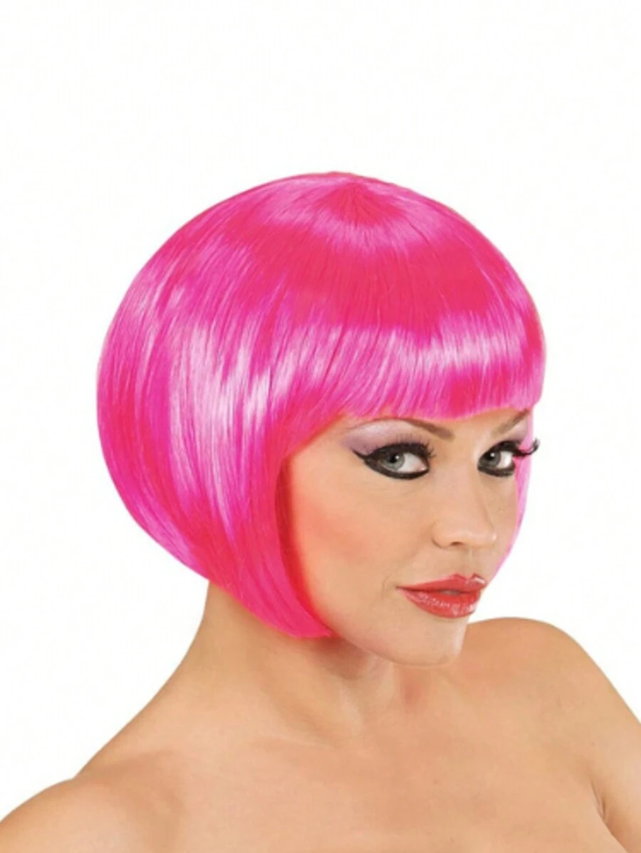 Short Wig Costume Party Cosplay Carnival Halloween - Hot Pink - View 1