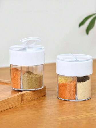 1pc 4 In 1 Spice Box Multi-Grid Spice Jar, Multi-Function Spice Jar, Kitchen Condiment Storage Container, Transparent Pp Creative Kitchen Spice Box For Salt Sugar Pepper Etc Christmas Gift