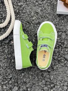 OPOEE White Fabric Shoes, Mid-Top Sneakers For Kids, Children Canvas Shoes, Korean Style Simple Casual Low-Top Lace-Up Athletic Shoes For Boys And Girls, Classic Low-Top Canvas Shoes, Casual Sports Skateboard Shoes For Children - Green - View 5