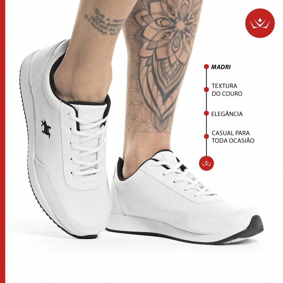 Polo Vili Men's Casual Sneakers Original White - 白色和黑色 - 查看 1