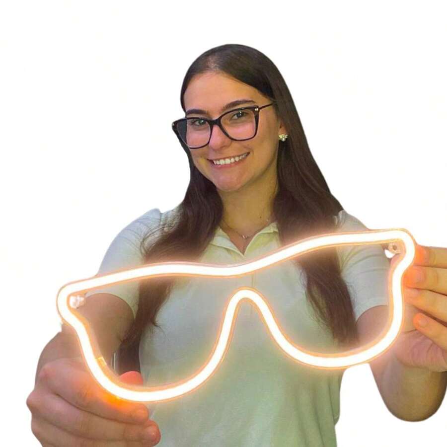 Luminária De Parede Oculos Neon Led Decoração Luz 110/220V