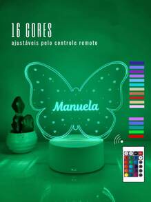 Luminária Borboleta Personalizada Presente Para Menina Bebê Batizado de Madrinha e Padrinho Batismo - Branco - Visão 3