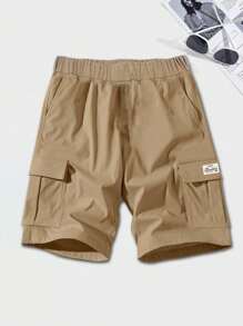 1pc Tween Boy Casual Summer Outdoor Sports Pocket Style Fashion Simple Cargo Shorts, Suitable For Spring/Autumn