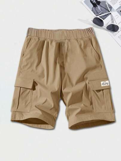1pc Tween Boy Casual Summer Outdoor Sports Pocket Style Fashion Simple Cargo Shorts, Suitable For Spring/Autumn