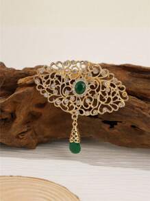 1 件女士金色金属镂空花朵水钻镶嵌吊坠胸针，适合婚礼、派对、节日佩戴 - 胸針 絲巾扣 - 查看 4