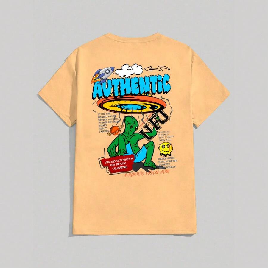 Authentic Extraterrestrial Manfinity Streetwear ET Exploration UFO Men's T-Shirt