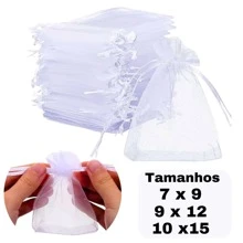 Festa Junina Kit 10/20/50/100 Saco Organza Branco 7x9 9x12 10x15cm Saquinho Tule Lembrancinha Sabonete Joia Aniversário Maternidade