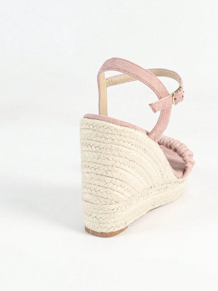 Sandalias informales de cuña con plataforma para mujer, color rosa - Rosa - Añade 3