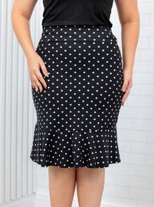 Mid-Length Polka Dot Ruffle Skirt In Premium Mesh, Beautiful And Elegant Women's Fashion - 黑與白 - 查看 3