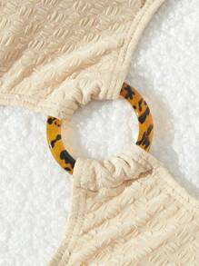 Solid Jacquard One Shoulder Women's One-Piece Sexy Swimsuit For Spring And Summer Vacation Bikini - Apricot - View 7