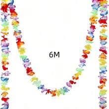 Ghirlanda gigante di fiori Hawaii lunga 6 m/19,7 ft - Decorazione per feste tropicali in poliestere, riutilizzabile e facile da installare, senza piume, senza alimentazione elettrica, adatta per giardino, spiaggia, stile fattoria | Decorazione floreale colorata da appendere adatta per varie celebrazioni
